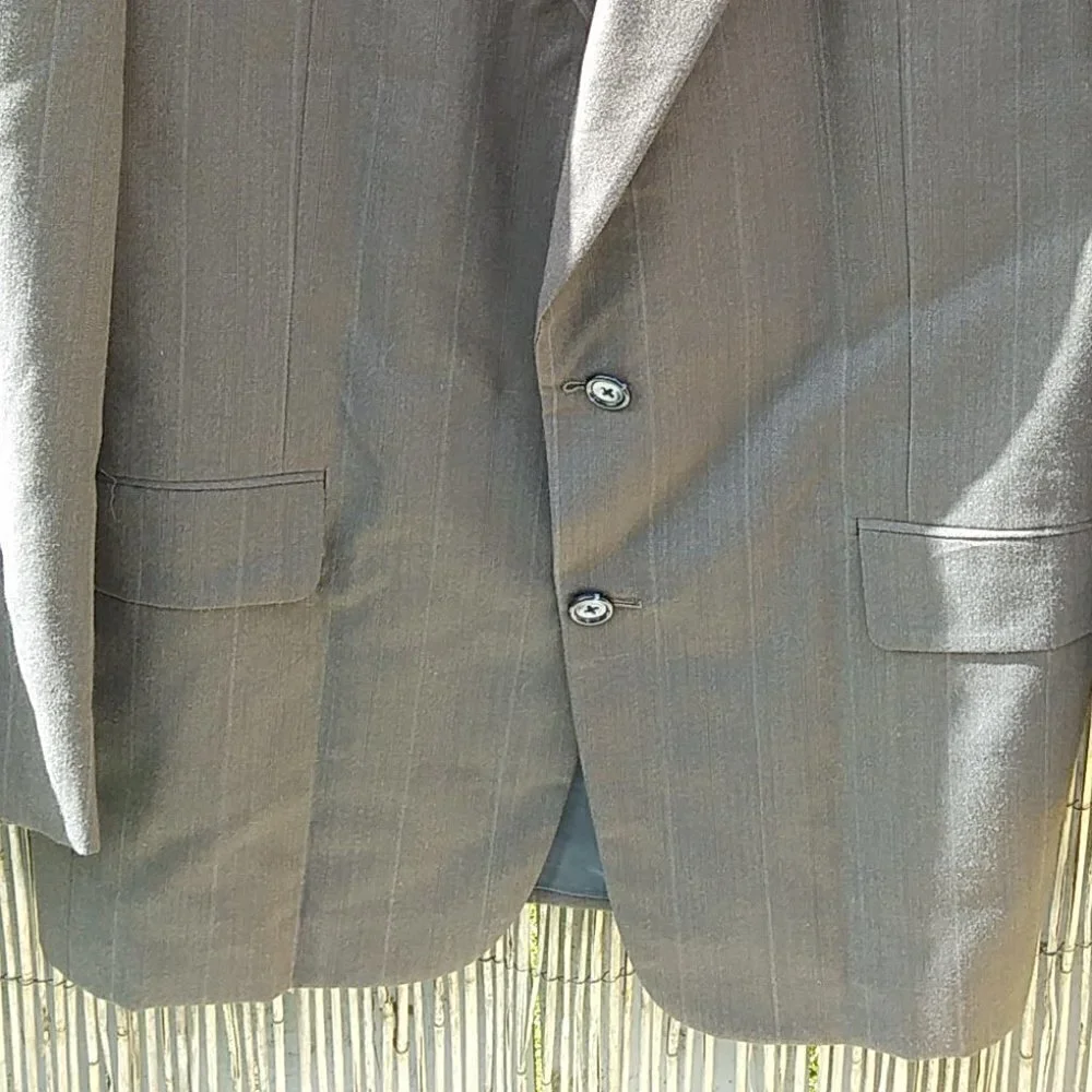 Hickey Freeman Men's Wool Gray Pinstripe Suit Jacket Blazer - 42L